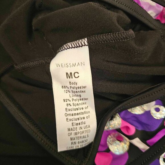 Weissman purple frilled 4-way stretch shorts bodysuit jazz dance costume sz MC - Picture 6 of 6